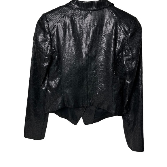 NWT Free People Women Blazer SZ 0 Black Sequin V-Neck One-Button Evening Jacket - Picture 6 of 11